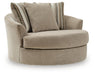 Linenhause - Oversized Swivel Accent Chair - Dune Benchcraft®