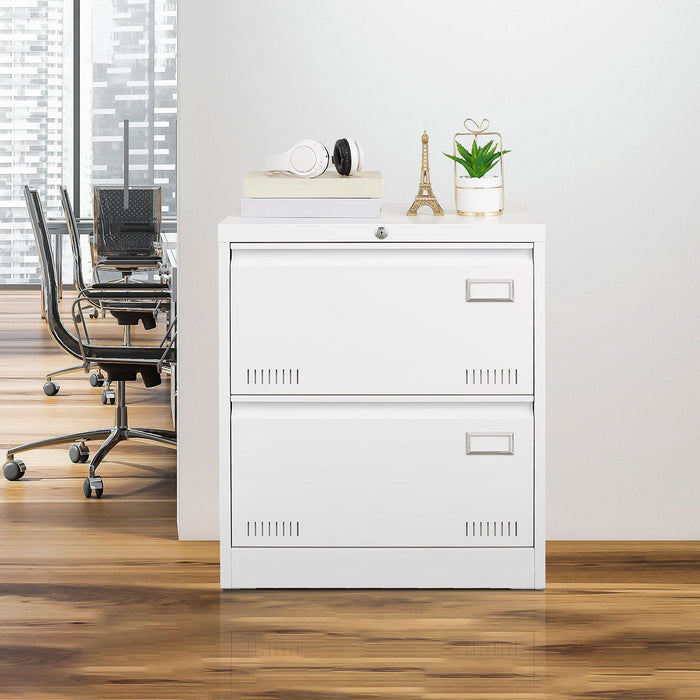 Filing Cabinet Lateral File Cabinet 2 Drawer, White Filing Cabinets With Lock, Locking Metal File Cabinets Three Drawer Office Cabinet For Legal / Letter / A4 / F4 Home Offic