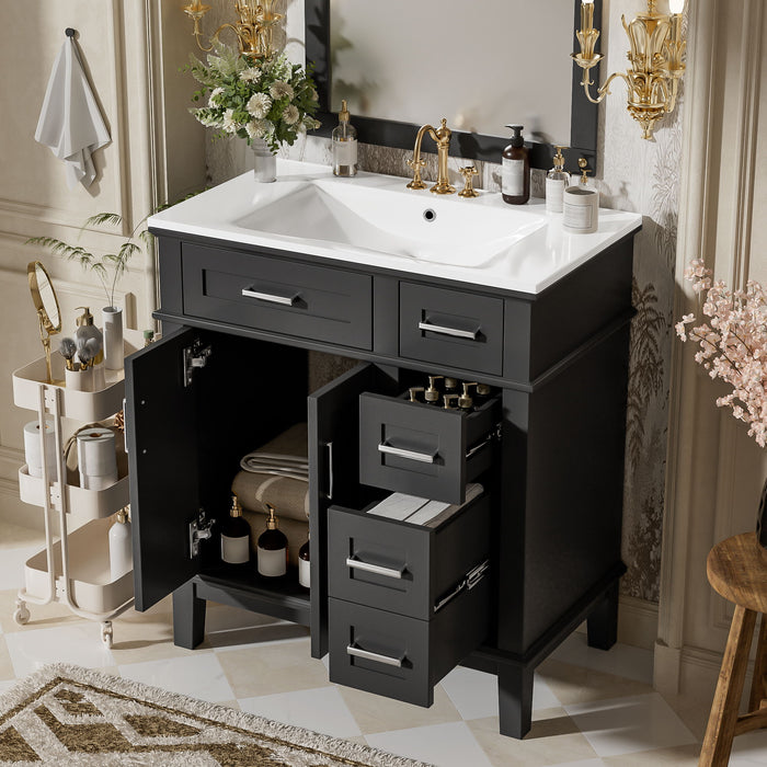 Modern Bathroom Vanity With Sink, Storage Cabinet, Soft Close Doors, Deep & Standard Drawers Hearth and Haven
