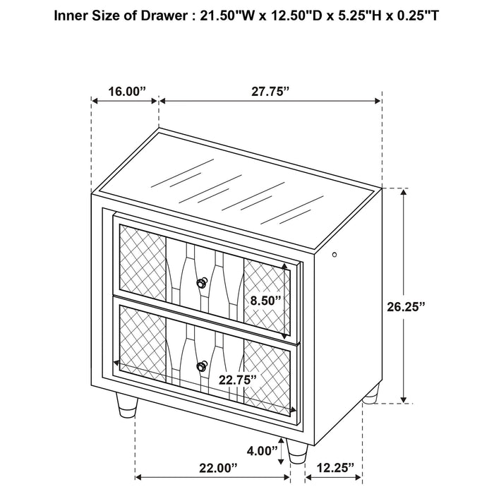 Mika - 2 Drawer LED Nightstand With USB Furniture Max