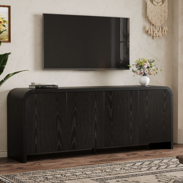 Curved Edge TV Stand With Large Cabinets Hearth and Haven
