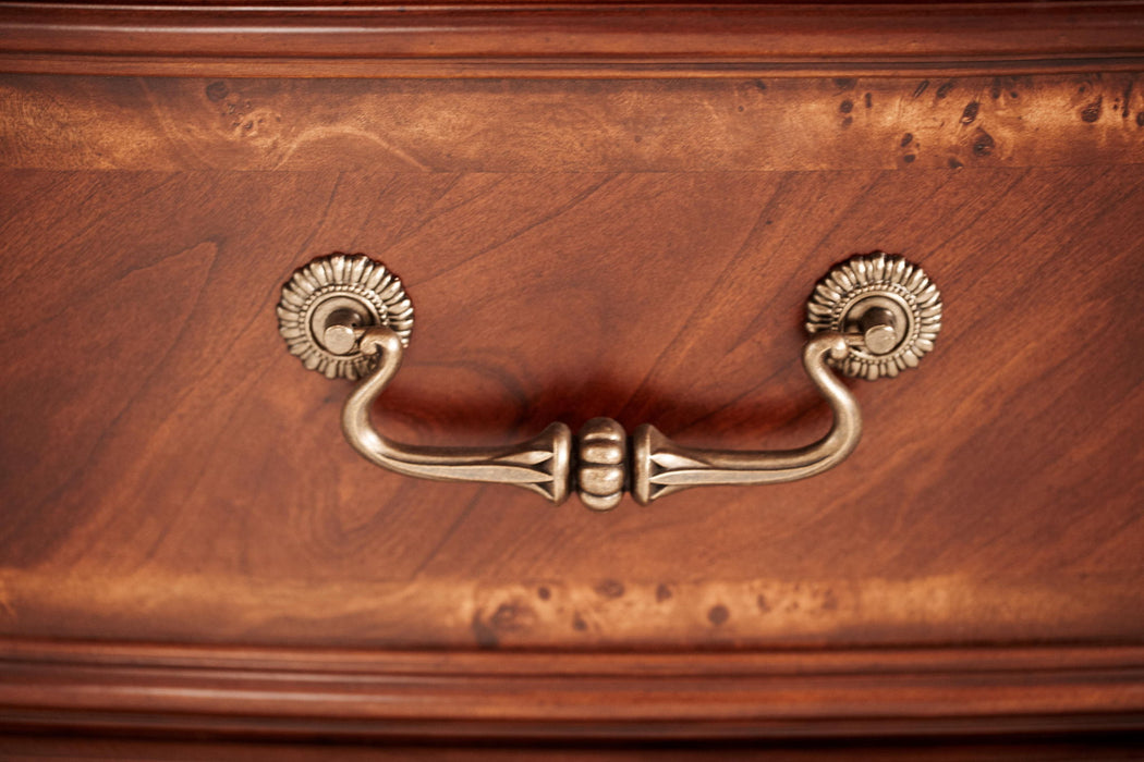 Cortina - Leather Bedside Bench - Honey Walnut Michael Amini