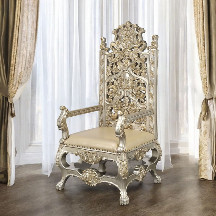 Danae - Arm Chair Set of 2) - Synthetic Leather , Champagne & Gold