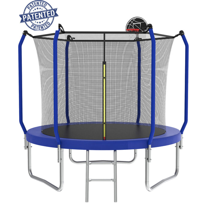 10Ft Trampoline With Basketball Hoop, Astm Approved Reinforced Type Outdoor Trampoline With Enclosure Net