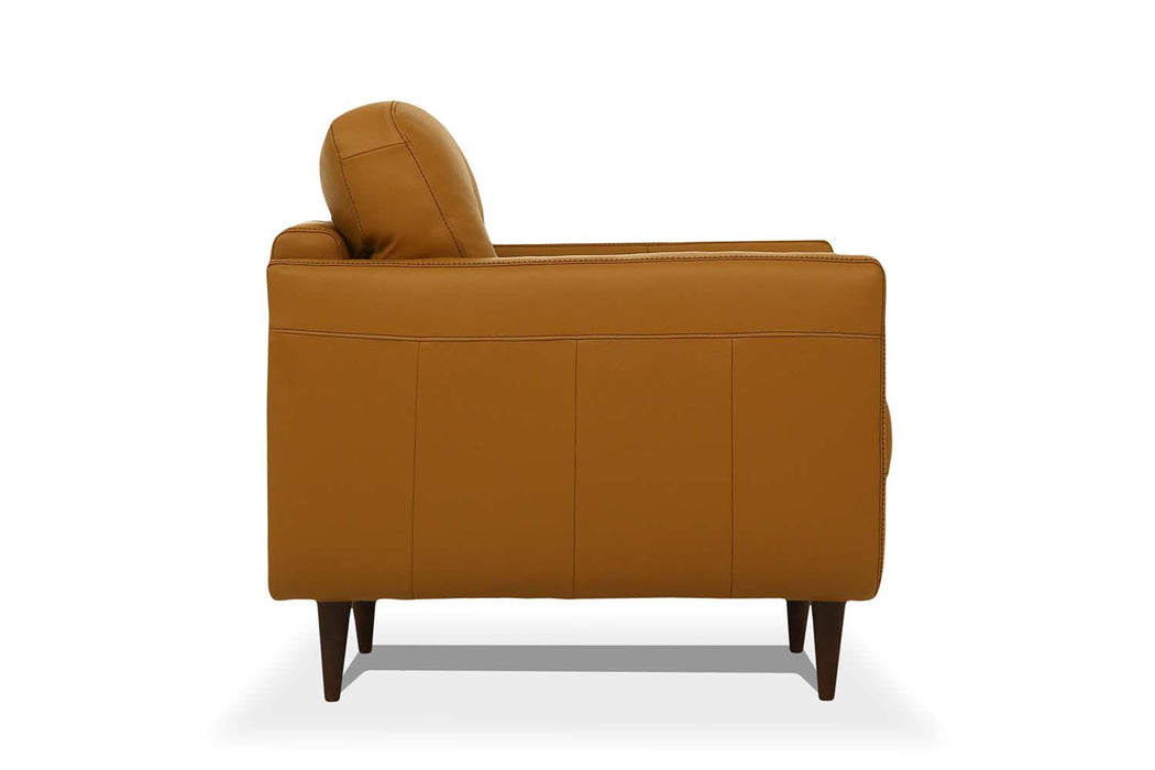 Leather Sofa With Black Legs - Orange