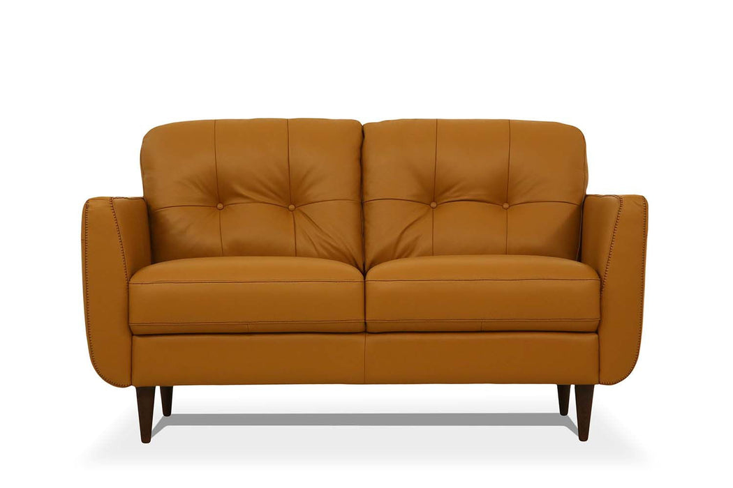 Leather Loveseat - Camel / Brown