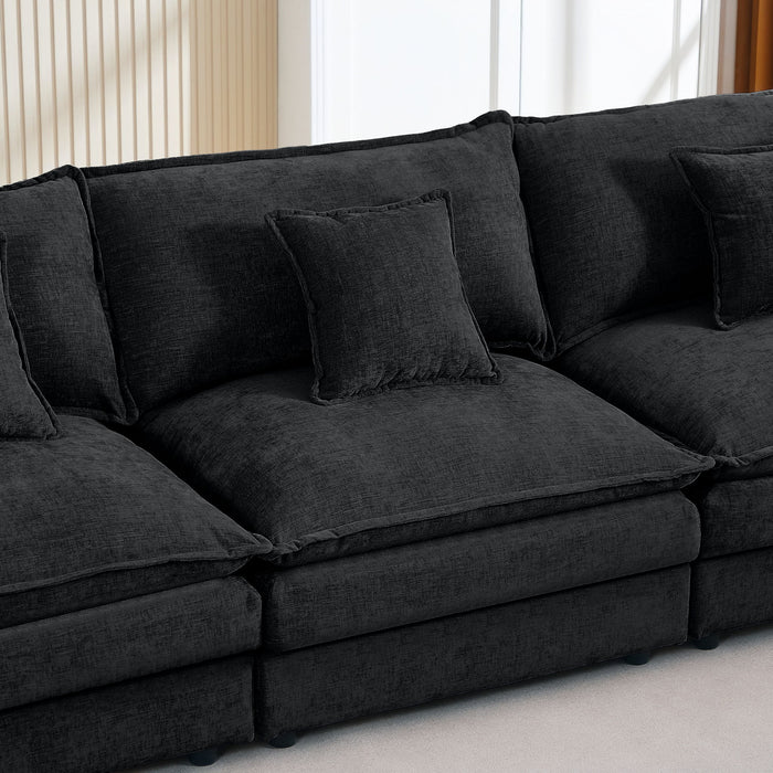 Modular L-Shaped Sectional Sofa With Movable Ottoman Home Essentials