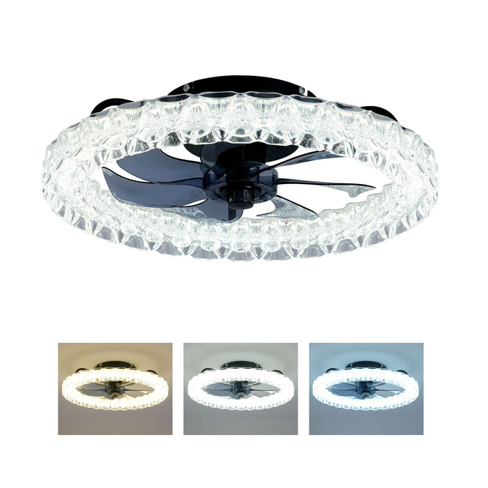 LED Light Source And Remote Control, 3000 - 6500K Dimmable Flush Mount LED Fan Light, 6 Speeds, Quiet DC Motor - Matte Black Daily Nest