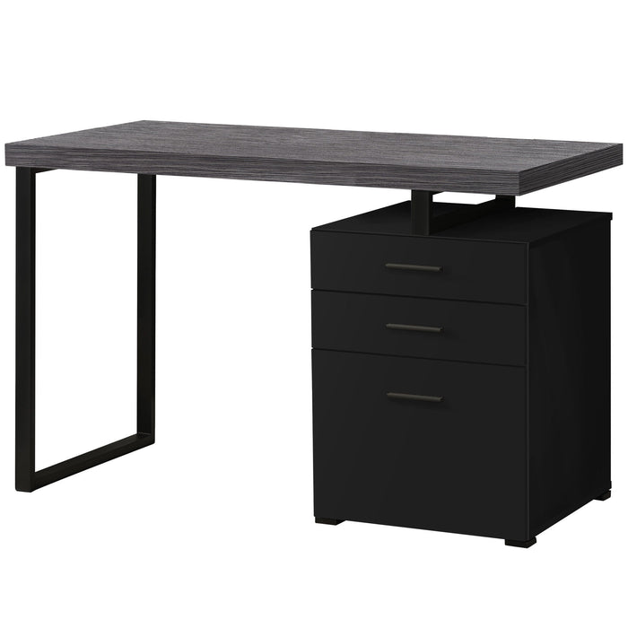 23.8" x 47.3" x 30" Computer Desk With Three Drawers - Gray And Black