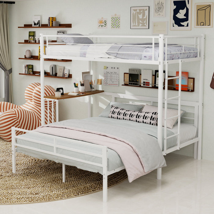 Bunk Bed With Built In Desk & Guardrail Frame Home Essentials