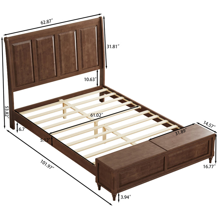 Sleigh Bed Frame With Tall Headboard And Storage Bench Home Essentials