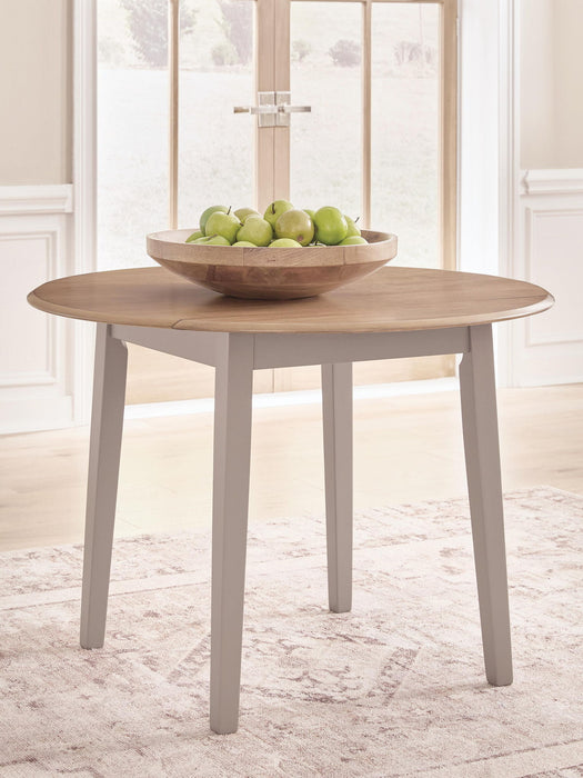 Harperfeld - Round Dining Room Drop Leaf Table - Natural / Gray Signature Design by Ashley®