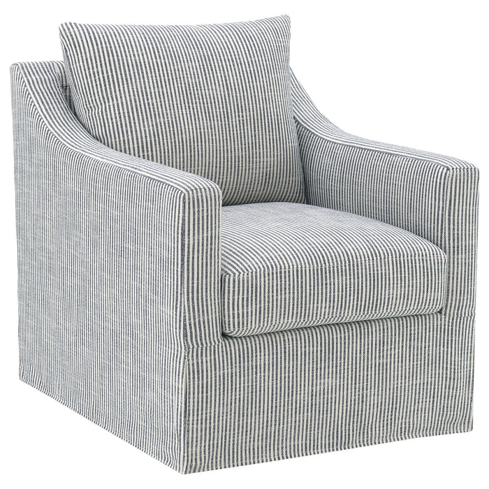 Merced - Upholstered Sloped Arm Accent Swivel Chair With 360 Degree Swivel Base - Gray Furniture Max