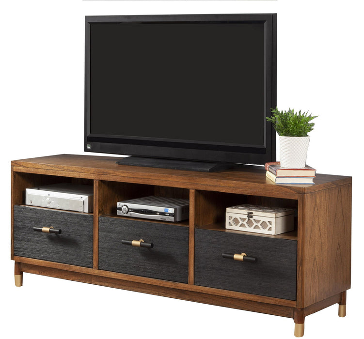 Mahogany Solids & Veneer Open Shelving TV Stand - Brown / Black