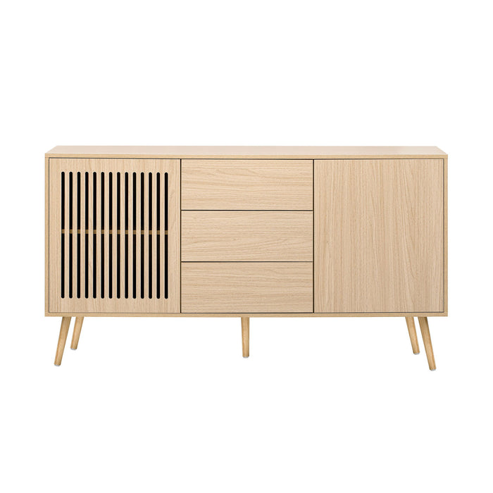 U_Style Modern Cabinet With 2 Doors And 3 Drawers, Suitable For Living Rooms, Studies, And Entrances - Natural