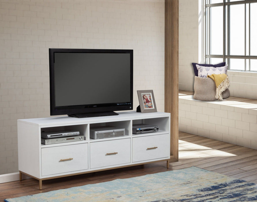 Mahogany Solids & Veneer Open Shelving, TV Stand - White