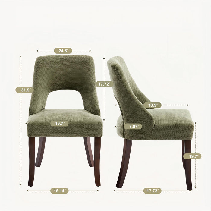 Upholstered Dining Chair With Curved Legs (Set of 2) - Green Home Essentials