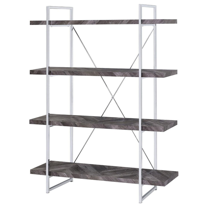 Herringbone - Bookcase With Full Length Shelf - Gray Furniture Max