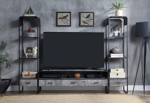 Raziela - TV Stand Side Pier - Concrete Gray & Black ACME