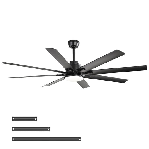 Smart Ceiling Fan With 8 Blades, Voice Remote Control, 6 Wind Speeds, Reversible DC Motor, 3 Color Lighting - Black Daily Nest