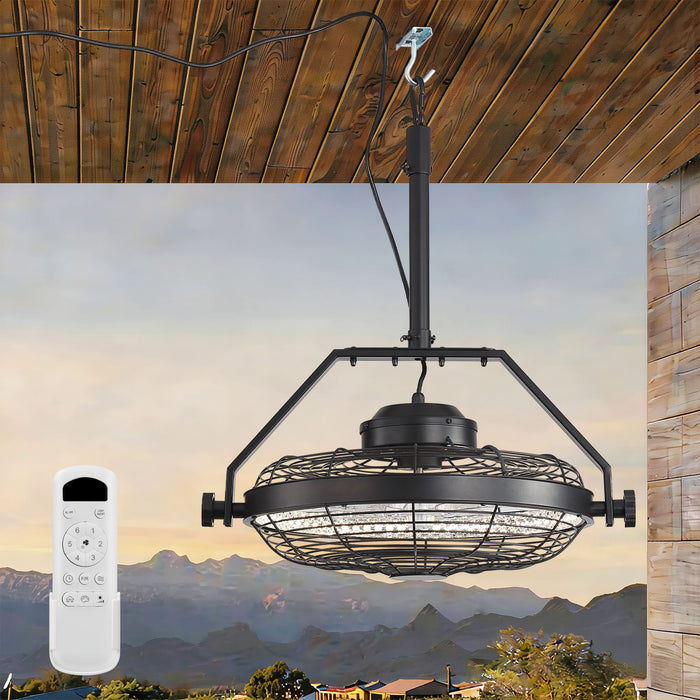 21" Outdoor Ceiling Fan With Dimmable LED Light, 7 Blades, Reversible DC Motor For Gazebos - Matte Black Daily Nest