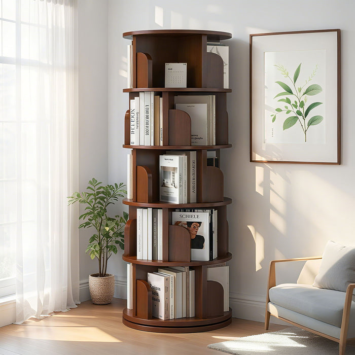 5 Tier Rotating Bookshelf, Spinning Design Home Essentials