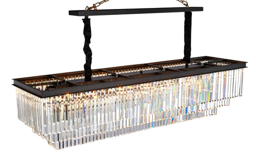 Michael Amini Lighting - Allure 20-Light Rectangular Crystal Chandelier - Matte Black / Pearl Silver Michael Amini