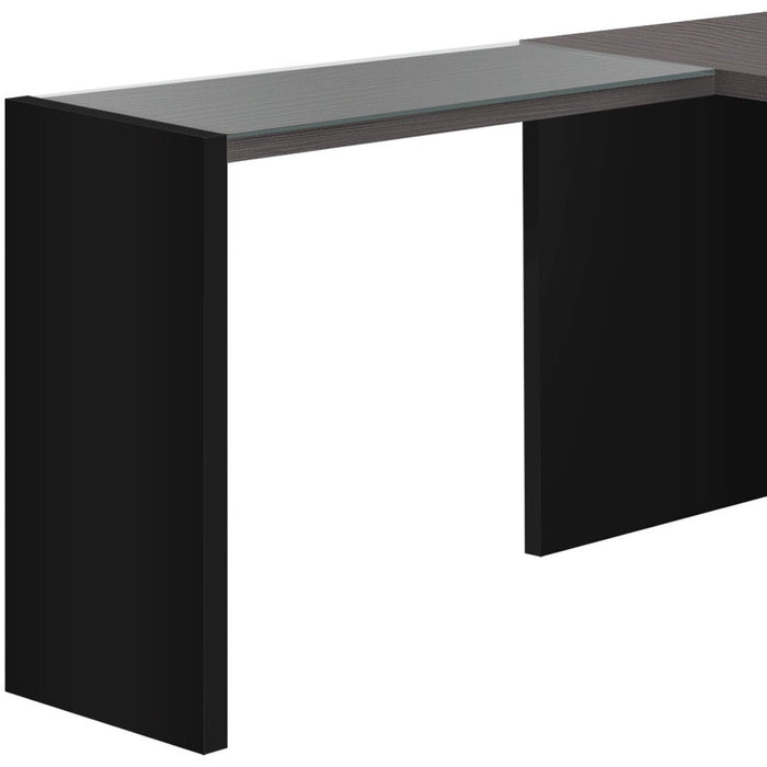 55" L Shape Computer Desk With Three Drawers - Gray And Black