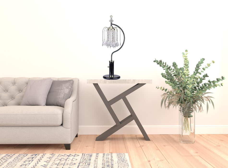 Metal Faux Crystal Chandelier Table Lamp - Black And Gold