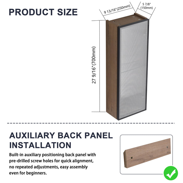10" Bathroom Wall Mirror Cabinet With Door, Adjustable Shelf - Imitative Oak Home Essentials