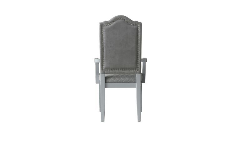 House Marchese - Arm Chair Set of 2) - Two Tone Gray Fabric & Pearl Gray