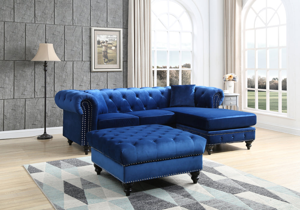 Glory Furniture Nola Sofa Chaise (3 Boxes), Navy Blue