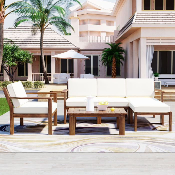 U_Style A Multi Person Sofa Set With A Small Table, Suitable For Gardens, Backyards, And Balconies - Beige