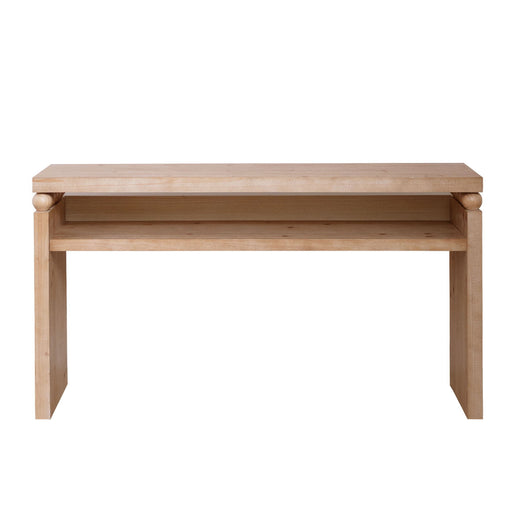 Modern Rustic Console Table, Wood Entryway Table With Shelf & Decorative Bead Detail - Natural Home Essentials