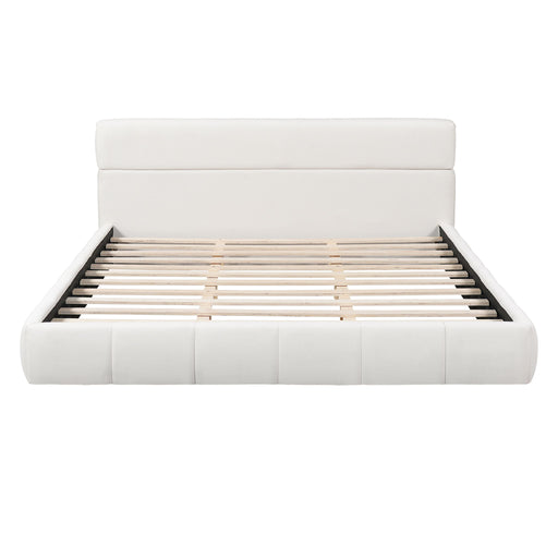 Upholstered Platform Bed Frame With Soft Boucle Headboard Artistry At Home