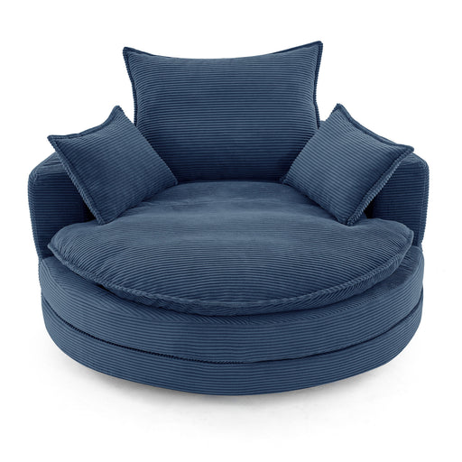 360° Swivel Accent Barrel Chair With Dual Layer Cushion And 3 Removable Pillows Hearth and Haven