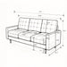 3 Seat Sofa Couch With Tufted Back Upholstered Couch For Living Room US Pride