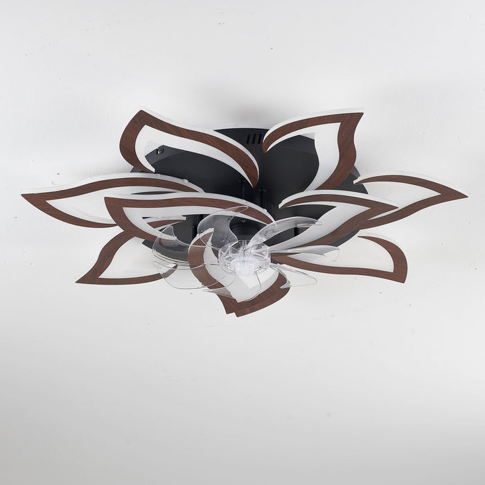 32" Flower Ceiling Fan With LED Dimmable Light, Low Profile Flush Mount Fan With Remote Control, 6 Speeds Daily Nest