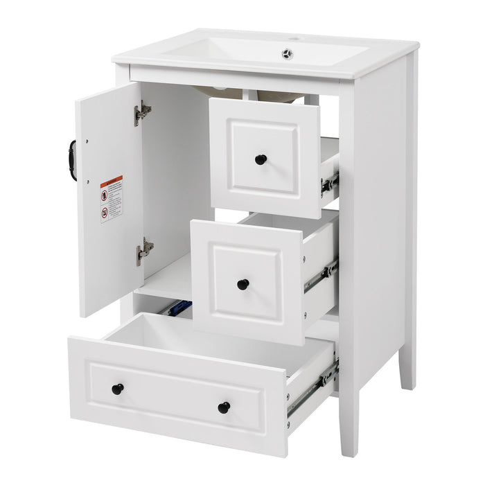 Freestanding Bathroom Vanity With Sink, Soft Closing Cabinet And Drawers - White Noble House