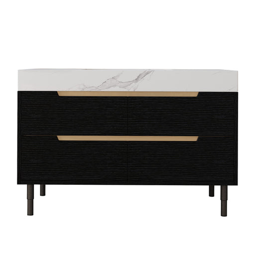 Bathroom Vanity With Undermount Sink, 4 Drawers Storage, Free Standing / Wall Mounted - Black / White Home Essentials