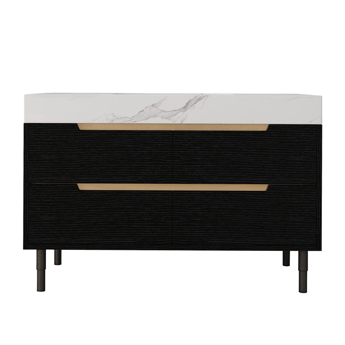 Bathroom Vanity With Undermount Sink, 4 Drawers Storage, Free Standing / Wall Mounted - Black / White Home Essentials