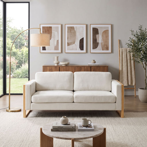 Modern Sofa With Solid Wood Legs, 3 Seater Noble House