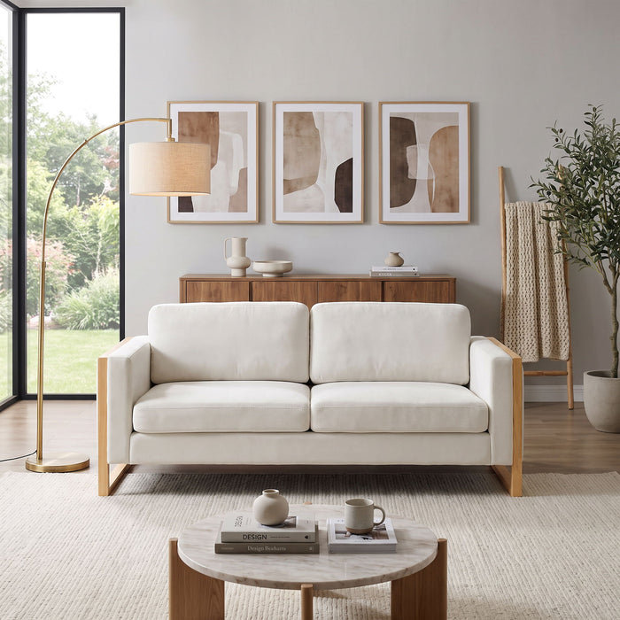 Modern Sofa With Solid Wood Legs, 3 Seater Noble House