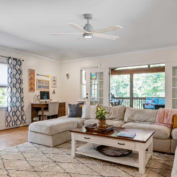 52" Ceiling Fan With Dimmable LED Light And 6 Speed Remote Control - Cement Gray Daily Nest