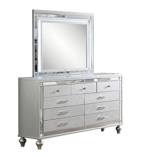 1 Piece Dresser With Snake Skin Bedroom Furniture - Silver Home Essentials