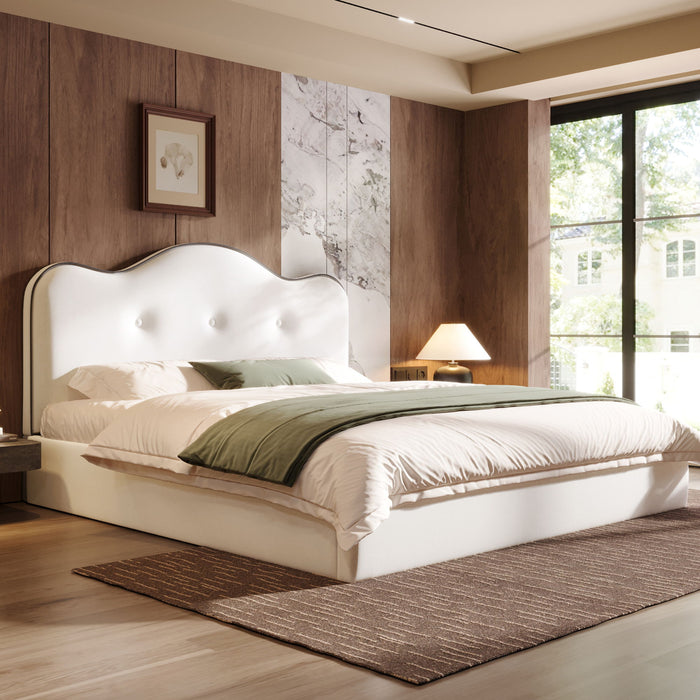 Upholstered Platform Bed With Sturdy Frame And Headboard Dreamland