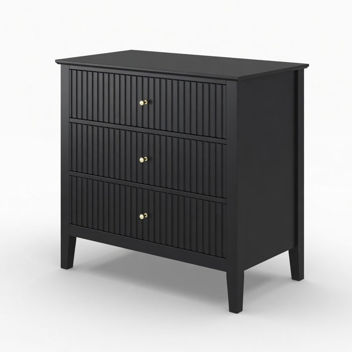 Fluted 3 Drawer Nightstand With Soft Close Slides Home Essentials