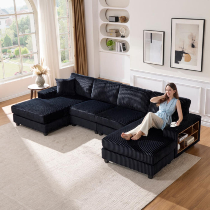 U-Shaped Convertible Sofa, 4 Seater Large Living Room Lounge Home Essentials