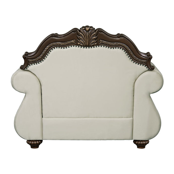 Pierce - Chair With Pillow - Beige Fabric & Cherry ACME