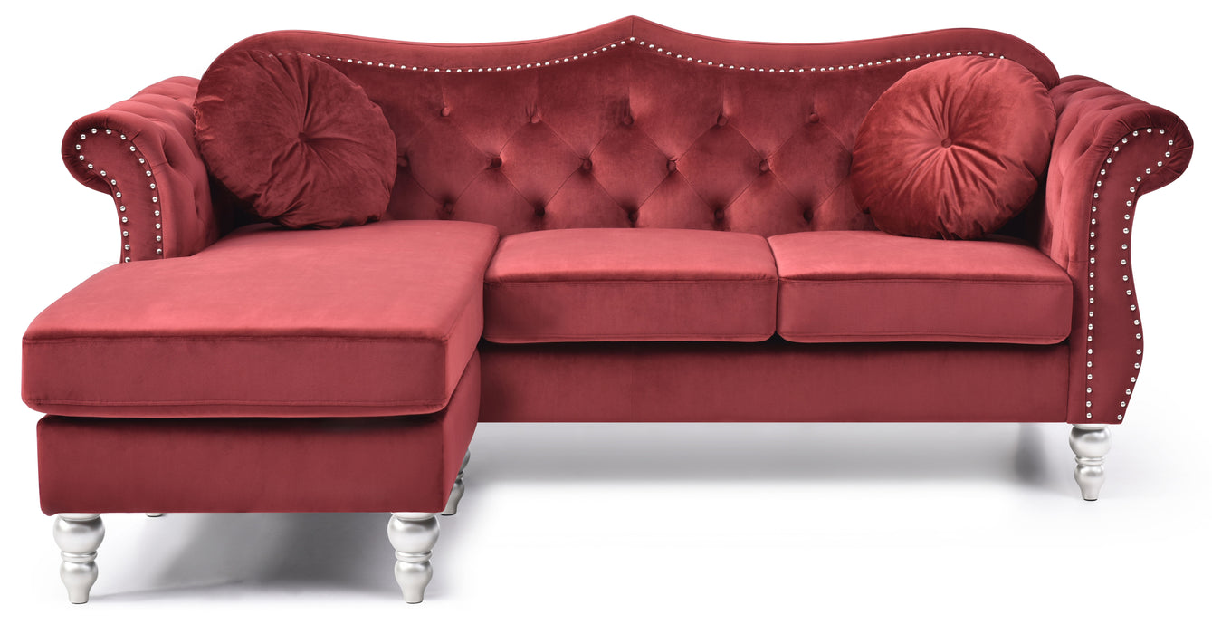Glory Furniture Hollywood Sofa Chaise, Burgundy